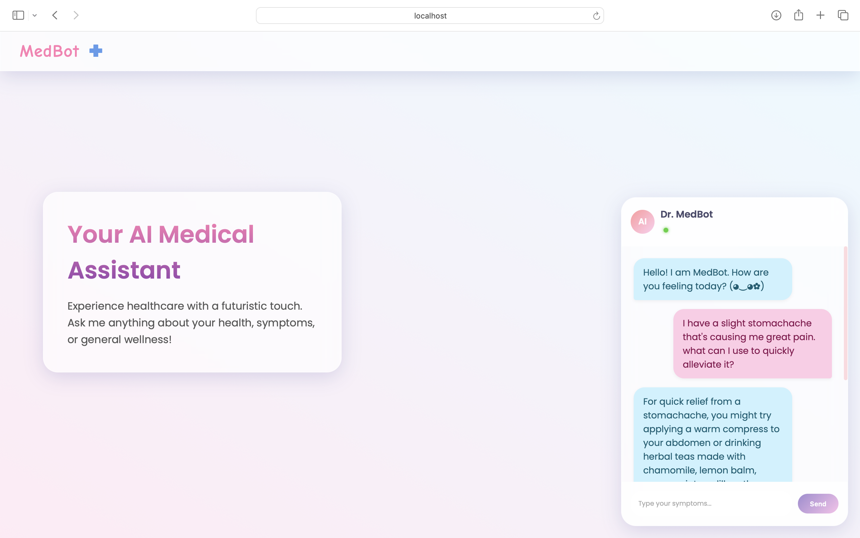 medical chatbot interface